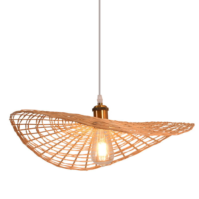 Lámpara de bambú chino casa de té B & B lámpara de restaurante retro personalidad creativa restaurante de olla caliente lámpara de escalera giratoria