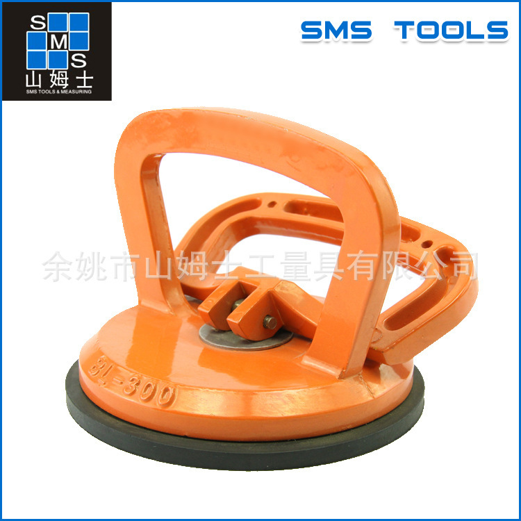 手动桔红色单爪瓷砖玻璃吸盘 宁波厂家批发单头玻璃真空吸盘