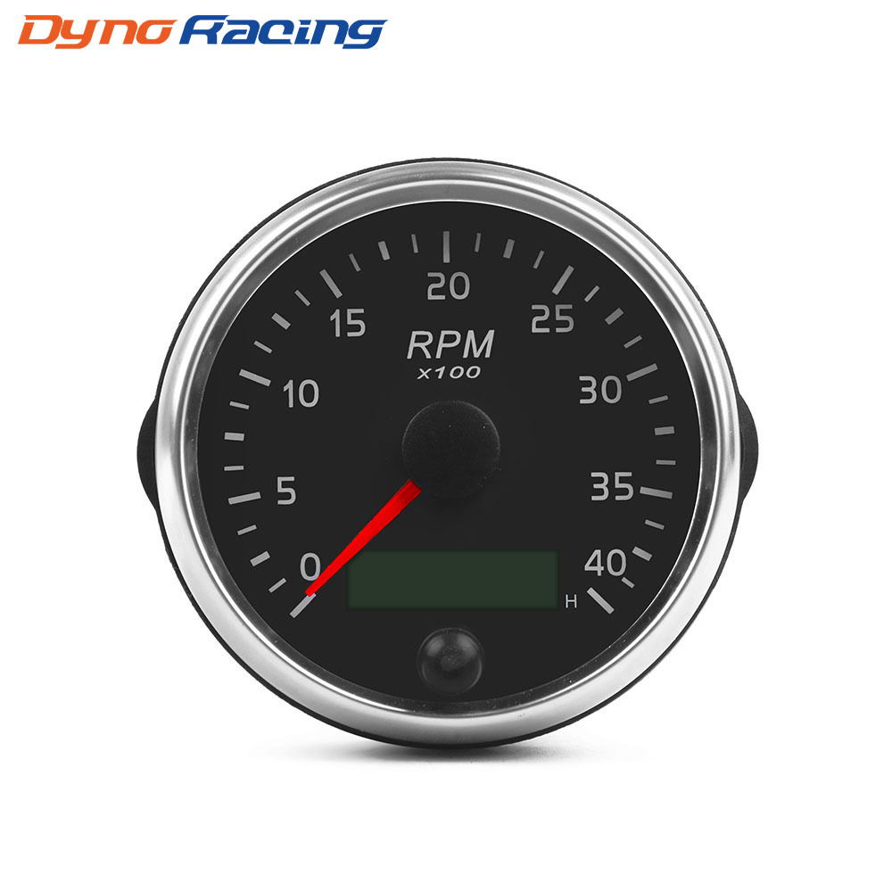 Shiyong 85mm Diesel Engine Tachometer 0-4000RPM for 12/24V Diesel Cars (tachometer) - amberwhite
