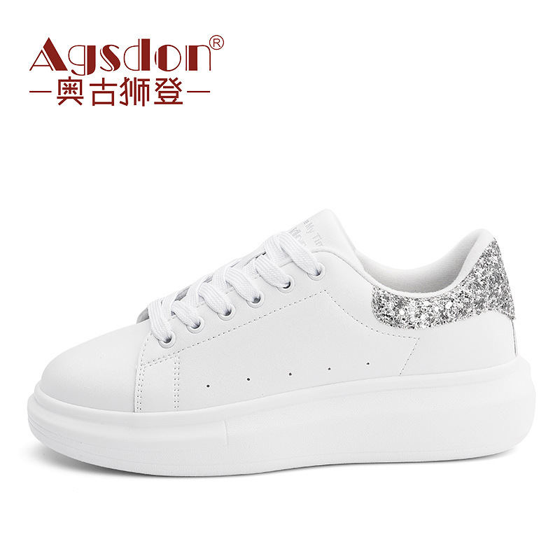 Augustion 2025 nuevos zapatos blancos de suela gruesa moda femenina estilo simple casual mujer zapatos blancos ins zapatos de moda