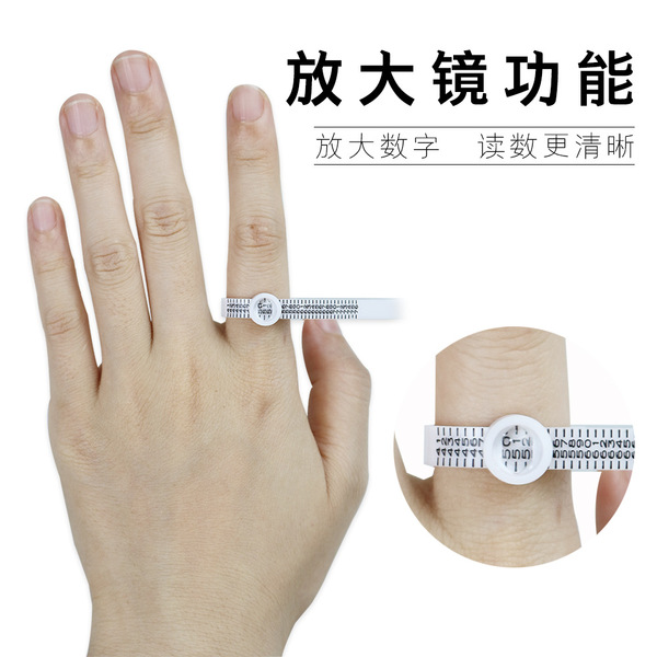 Bring a magnifying glass measurement with a ring with a soft ruler…