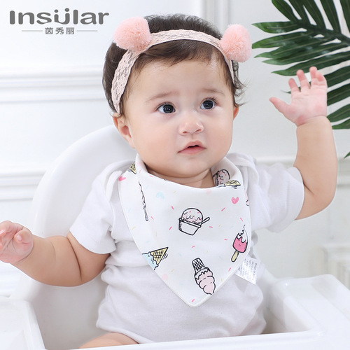 3-pack Yinxiuli pure cotton baby saliva towel baby snap triangle saliva towel scarf bib bib cross-border