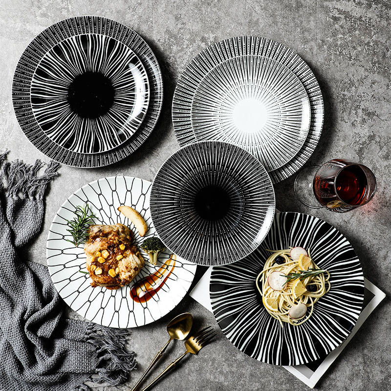 [Drop Shipping] Creative Western-Style Ceramic Western-Style Dinner Plate, Commercial Steak Plate, Household Tableware Plate, Pasta Plate