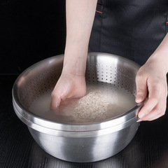 2023 New Modern Simple 304 Stainless Steel Vegetable Washing and Drain Basin Rice Scoop Drain Basket Kitchen Utensil Filter Basin