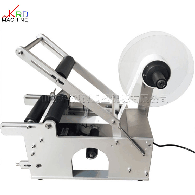 小型半自动酒瓶贴标机 饮料瓶贴标打码一体机 圆瓶不干胶标签贴标