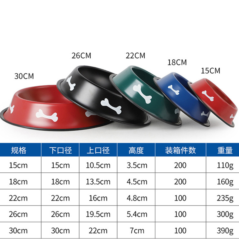 Fábrica al por mayor Hawo pintura de acero inoxidable Pet Bowl hueso lindo tazón de agua grande perro tazón para mascotas suministros al por mayor
