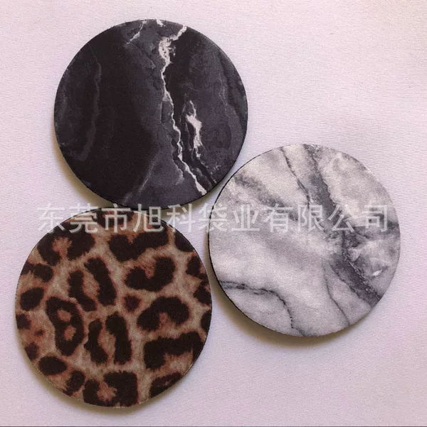 Factory supply diving material Car coaster fashion convenient coffee coaster multicolor pattern back embossing