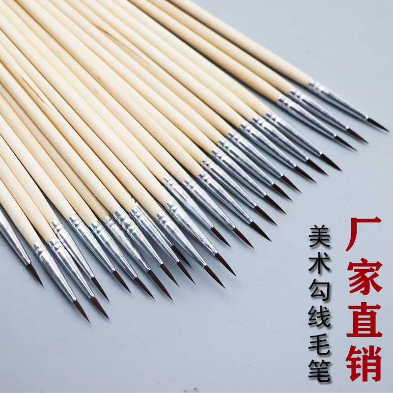 Cross-Border High-Quality Yimei Hook Pen Oil Painting Nylon Wool Wood Pole Tracing Pen Extra Fine Manicure Gouache Acrylic Paint Pen