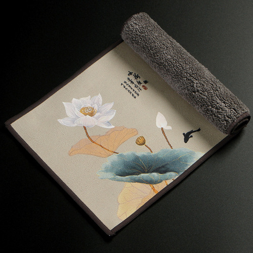 Painted tea towel thickened water-absorbent landscape double-sided high-end tea art tea tablecloth tea mat wholesale tea ceremony accessories national style