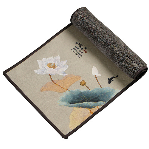 Painted tea towel thickened water-absorbent landscape double-sided high-end tea art tea tablecloth tea mat wholesale tea ceremony accessories national style