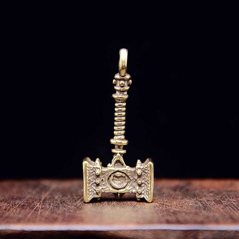 Brass thread handle hammer solid Thor hammer keychain pendant one hammer fixed sound pendant stall supply