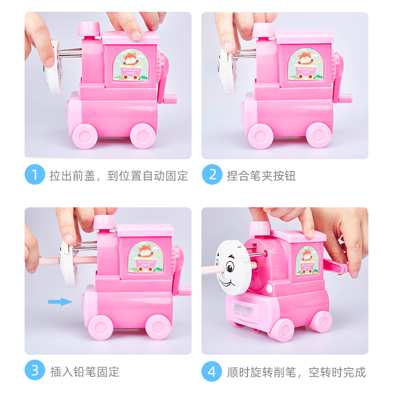 718 de ahorro de mano de obra Sacapuntas de aleación de gran encimera Sacapuntas de lápiz de moda creativa locomotora Sacapuntas de lápiz de cabeza regalo del estudiante