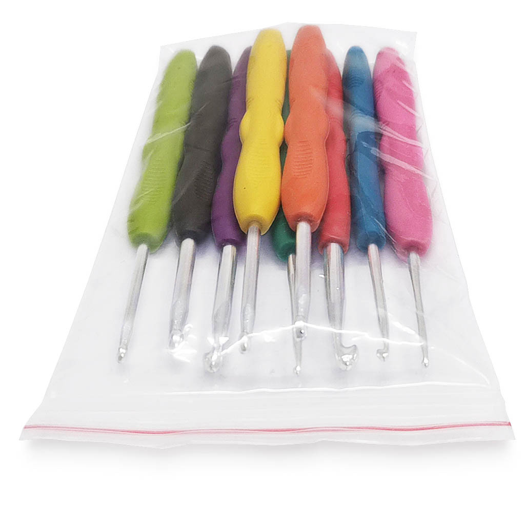 Herramientas de punto suéter aguja nuevo TPR silicona mango alargado aluminio crochet set 9 OPP bolsas