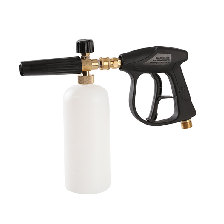 高压清洗机用1/4快插泡沫壶套装 扇形纯铜PA壶  打泡沫枪头