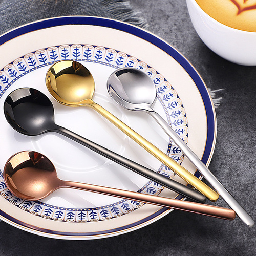 304 stainless steel small coffee spoon golden small round spoon bird's nest spoon honey dessert stirring spoon wholesale