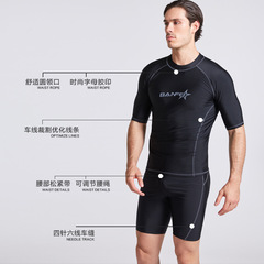 Men's swimsuit quick-drying flat half-sleeve suit play swimsuit snorkeling surfing suit two-piece set