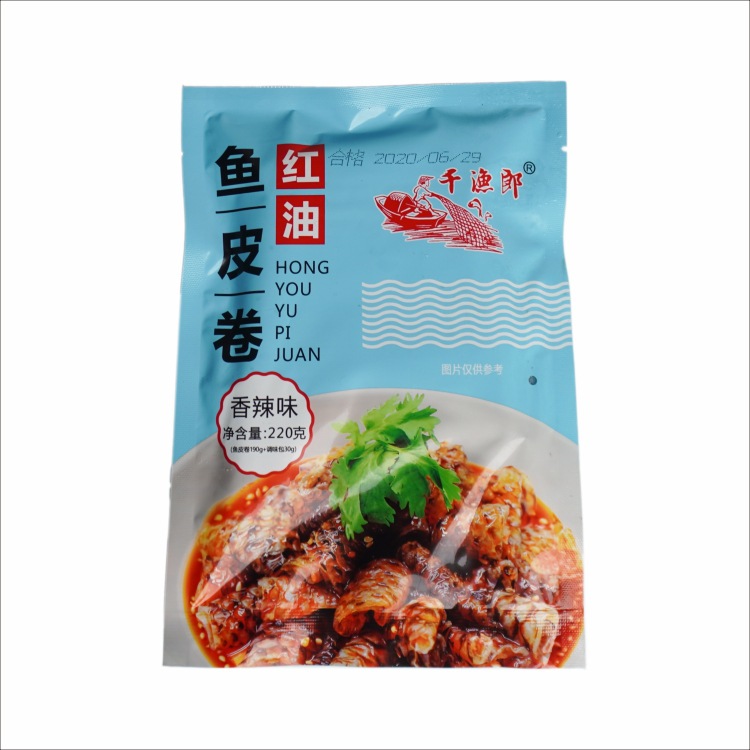 Qianyulang Red Oil Fish Skin Roll 220g Ready-To-Eat Fresh Spicy Cold Dish Snack Fish Skin Roll Appetizer Cold Dish