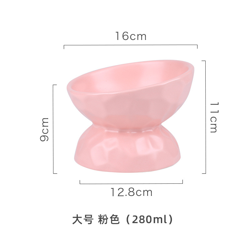 1+1 해외직구 강아지고양이 자동급수기 휴대용물병 // 엠보싱 하이 레그 대각선 그릇 - 라지 (280ML) 핑크