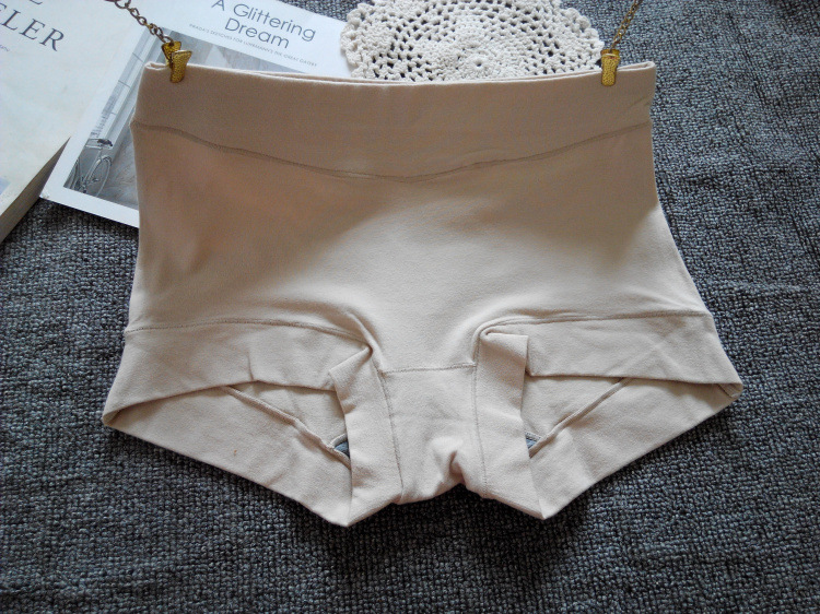 Foreign Trade Women's Pure Color Cotton Boxer Tummy Control Butt Lift Micro-Business One-Piece Drop-Shipping Underwear White Large Size Fat mm