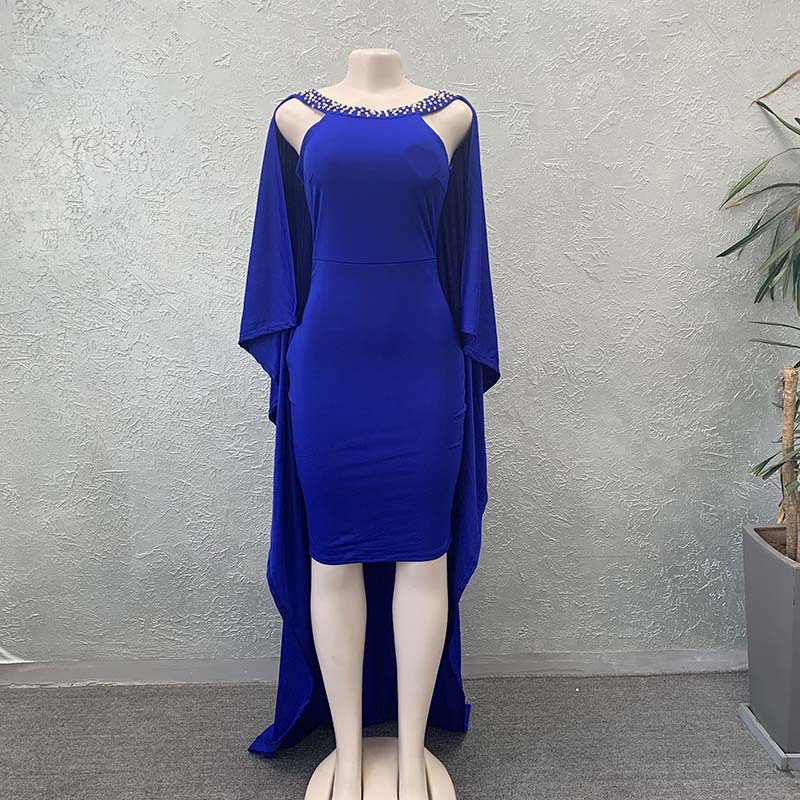 Fashionable Solid Color Backless Beaded Long Train Dress Slim Fit Elegant Design Perfect for Parties Wholesale