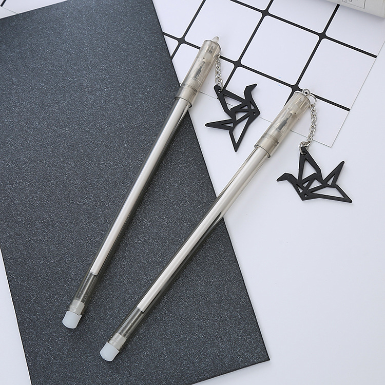 Grúa de papel colgante pluma de gel de aprendizaje creativo papelería oficina firma pluma estudiante examen negro pluma de agua