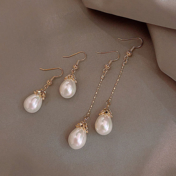 Elegant retro long universal fashionable earrings pearl