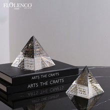 現代簡約K9水晶創意金字塔裝飾時尚家居書房樣板間家居工藝品擺件