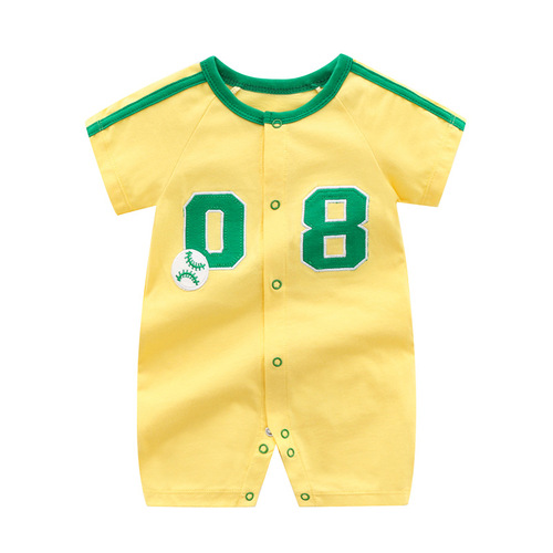 Baby Bodysuit for Newborns and Infants, 100% Cotton Short-Sleeve Shirt, Thin Clothing for 0-1 Year Old Boys, Summer Outfit