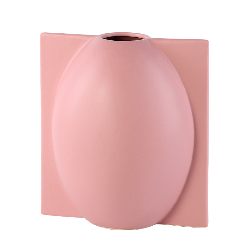 Nordic simple forma del molde florero de cerámica decoración color creativo artesanías diseñador decoración suave