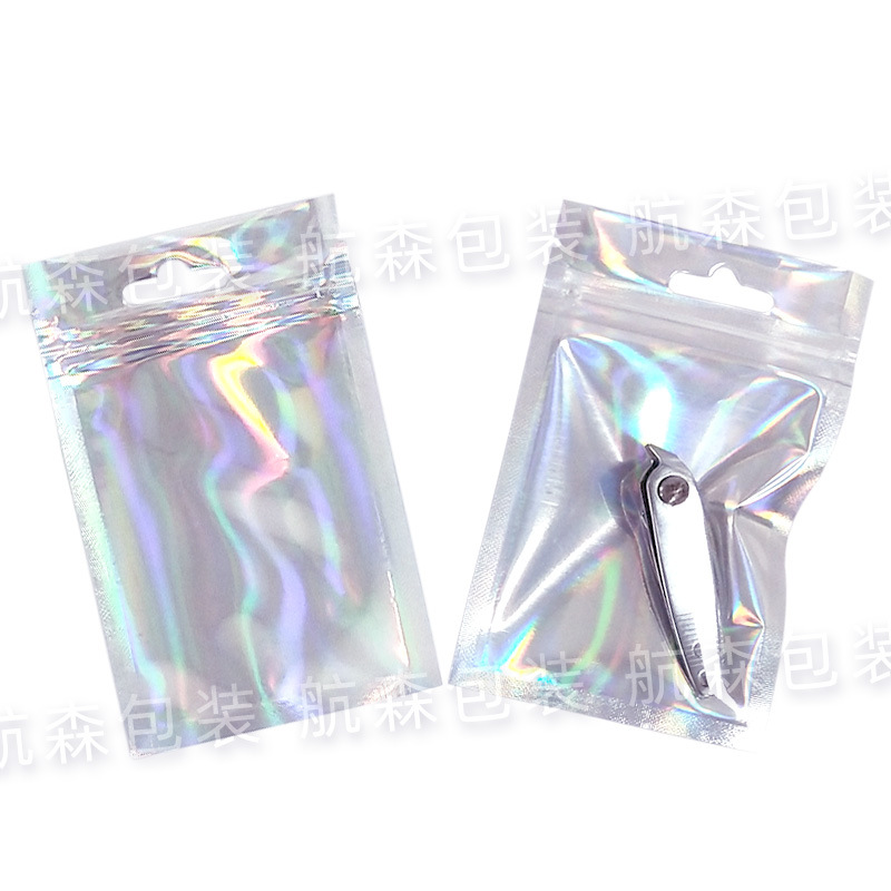 Láser Yin y Yang bolsa de hueso joyería cosméticos horquilla producto de belleza bolsa de embalaje accesorios electrónicos color del arco iris bolsa de auto-sellado