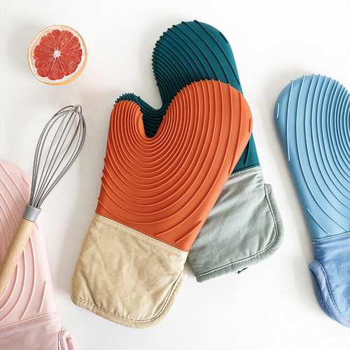 Modern and simple thickened silicone heat-proof gloves, microwave oven, heat-insulated baking gloves, kitchen supplies