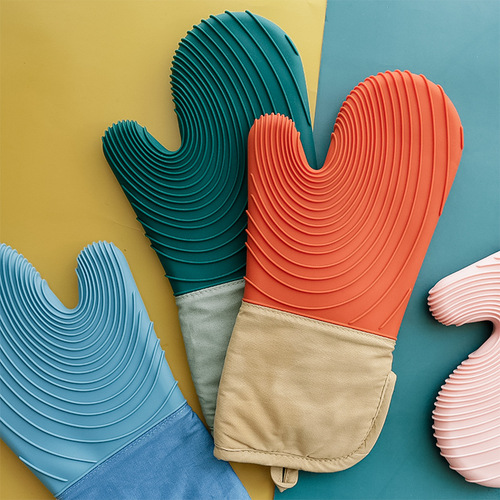 Modern and simple thickened silicone heat-proof gloves, microwave oven, heat-insulated baking gloves, kitchen supplies