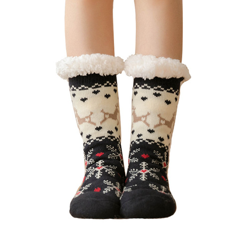 Christmas socks, home carpet floor socks, adult snow socks, women's leg covers, confinement coral velvet sleep socks, slippers socks