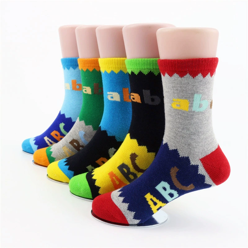 Children's autumn cartoon cute demi-season socks for boys, mid-length, for teenagers, wholesale