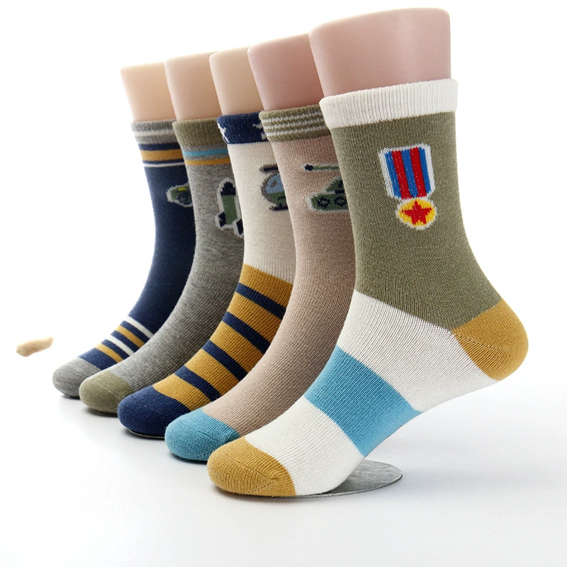 Children's autumn cartoon cute demi-season socks for boys, mid-length, for teenagers, wholesale