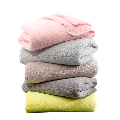 珊瑚绒毛巾家用素色吸水速干高密洁面巾切边洗脸巾 超市礼品批发
