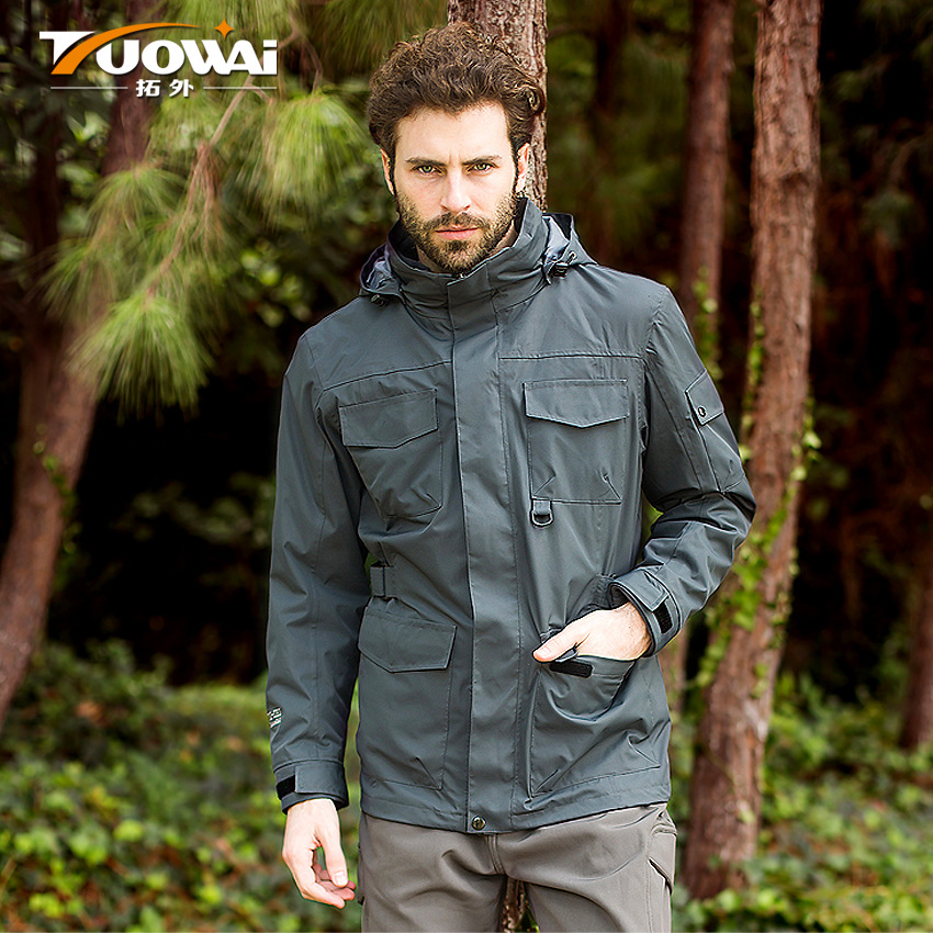 2022秋冬季户外冲锋衣男两件套三合一加厚防风防水登山滑雪服防寒