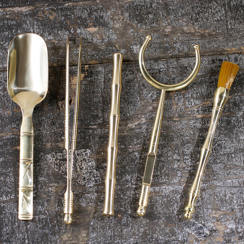Pure copper tea ceremony six gentlemen set tea clip tea knife Pu'er needle tea spoon cup fork pot pen kung fu tea set accessories