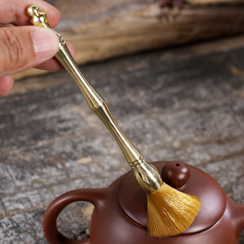 Pure copper tea ceremony six gentlemen set tea clip tea knife Pu'er needle tea spoon cup fork pot pen kung fu tea set accessories