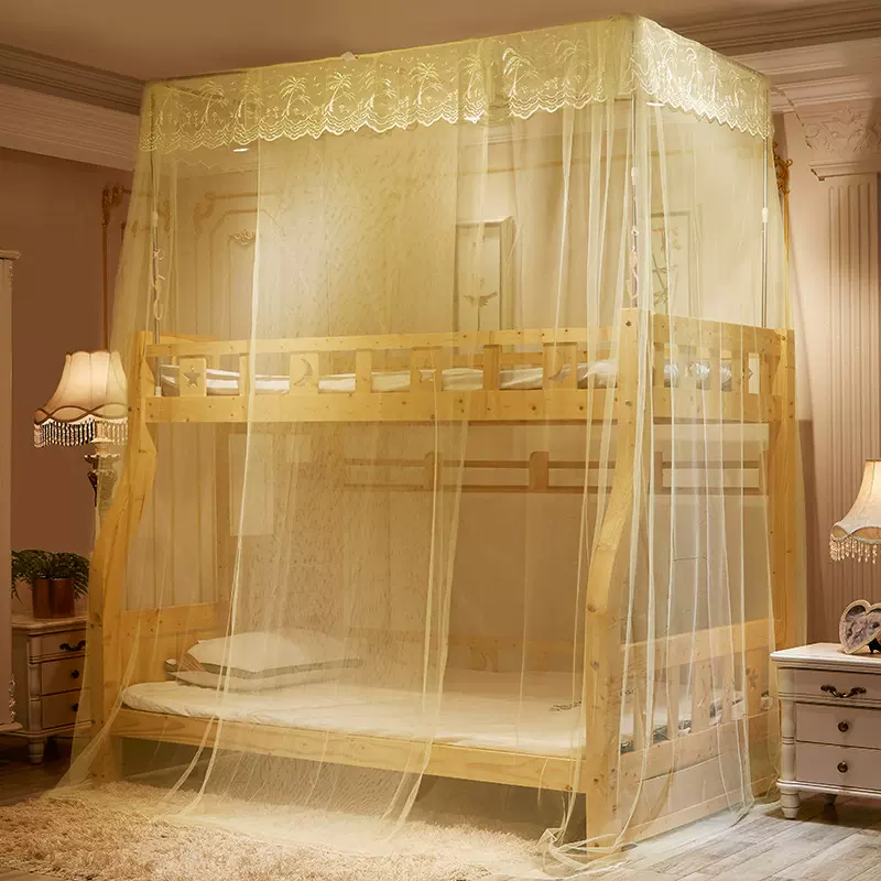 子母床蚊帐儿童1.2米1.35米1.5米直梯双层高低床上下铺一体式蚊帐