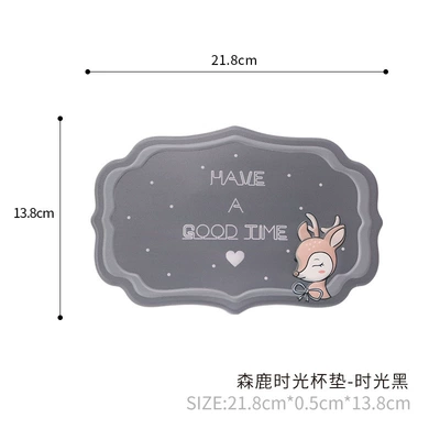 Car Interior Mobile Phone Anti-Slip Mat Cute Cartoon Anti-Slip Mat High Temperature Resistant Senlu Time Coaster Mute (Anti-slip mat) - time-black