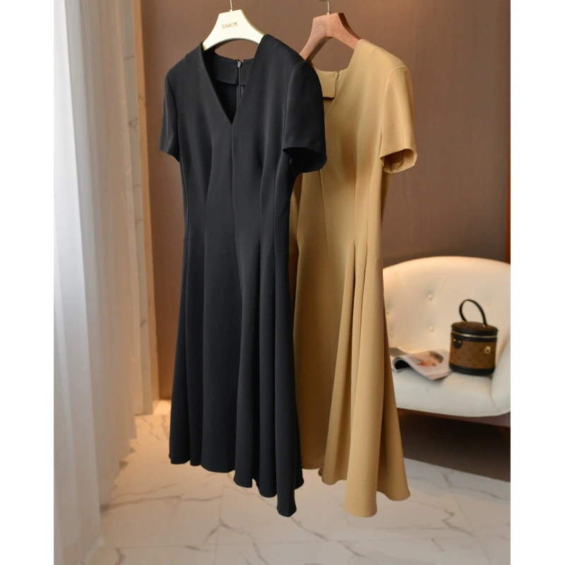 Распродажа летнего платья большого размера женская толстая MM темперамент худое платье, скрывающий живот, маленькая черная юбка 3006