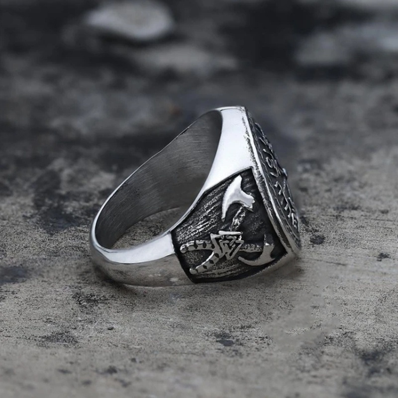 Viking Totem Double Axe Men's Ring Alloy Religious Series Jewelry_voghion.com