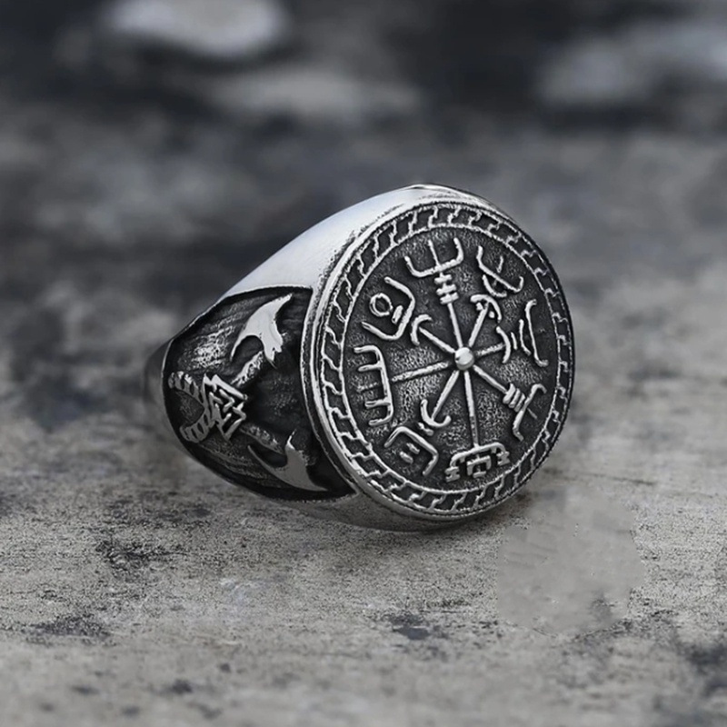 Viking Totem Double Axe Men's Ring Alloy Religious Series Jewelry_voghion.com