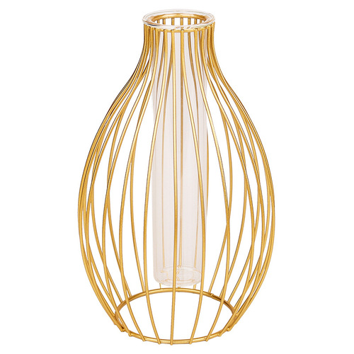 Nordic ins iron geometric transparent glass decorative vase home desktop dry flower plant flower vase ornaments