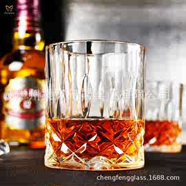 现货水晶玻璃杯威士忌杯欧式描金钻石洋酒杯透明威士忌酒杯酒具