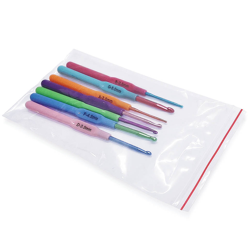 Herramienta de tejer suéter aguja mango plástico óxido aluminio color crochet conjunto 7 unids OPP