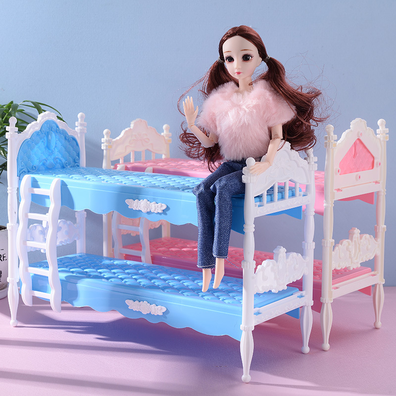 30cm Barbie doll bunk bed model accessories building blocks assembly girl pretend play toy gift