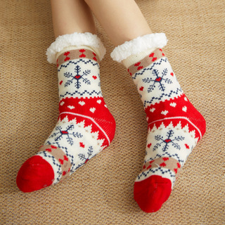 Christmas floor socks for adults, women's velvet home sleep socks, carpet socks, leg covers, anti-ski floor slippers socks wholesale