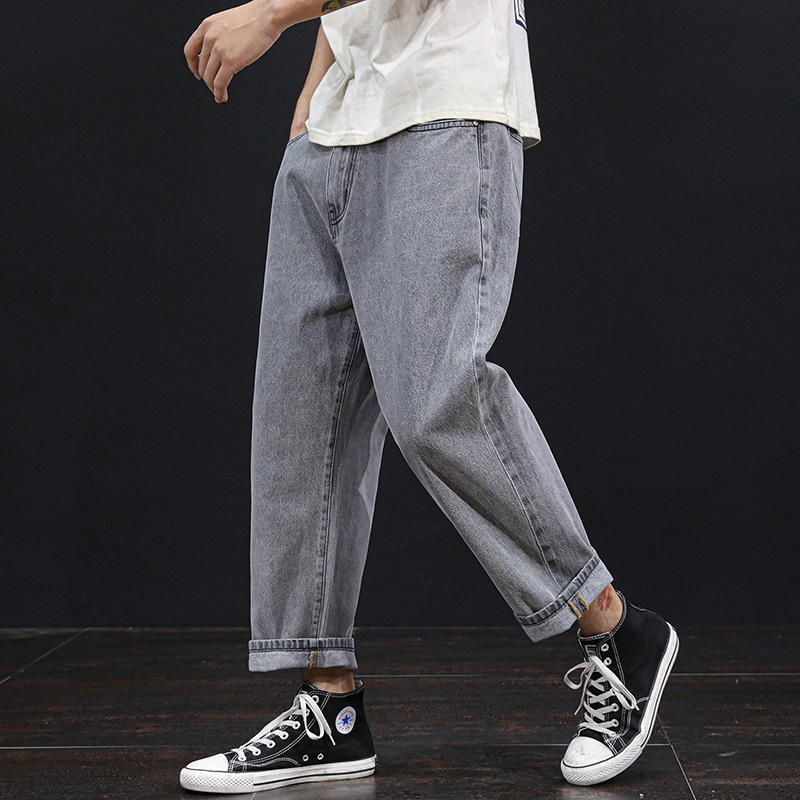 Hot style generation hair autumn new plus size jeans men's straight tube loose wide leg pants fashion casual men's long pants